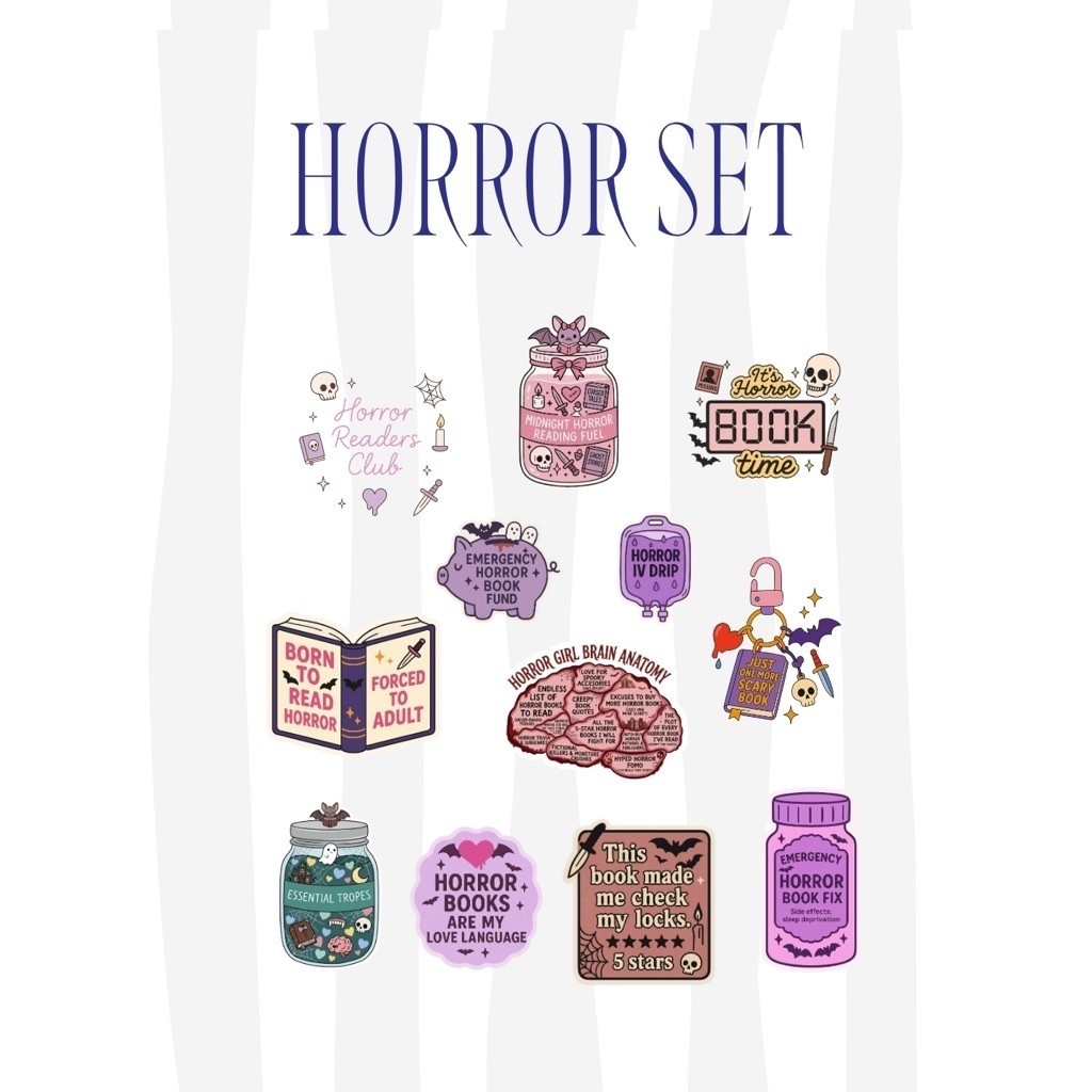 OhcaRtcruSh Horror Sticker Set | Horror Book Lover Sticker | Matte Vinyl