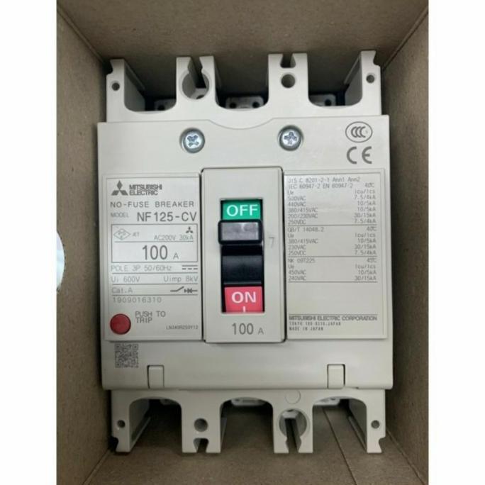 NFB / MCCB MITSUBISHI NF125CV 3P 100A NF125CV 3P 100 Ampere NF 125 ORIGINAL 100%