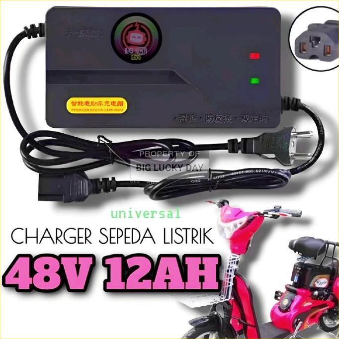 Charger sepeda listrik 48v 12ah universal cas casan selis super rider sunrace antelope Indobike supe