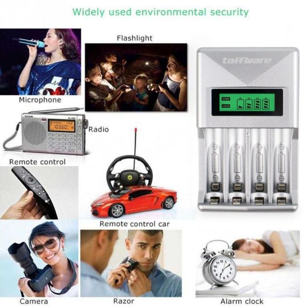 Taffware Charger Baterai AA AAA 4 Slot LCD Fast Charging Taffware EU Plug Charger