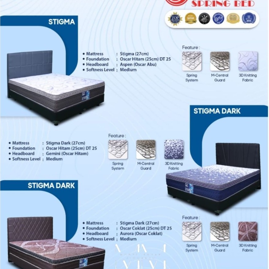 kasur springbed central stigma plushtop tebal ukuran 90 × 200 120 × 200 160 × 200 180 × 200 single s