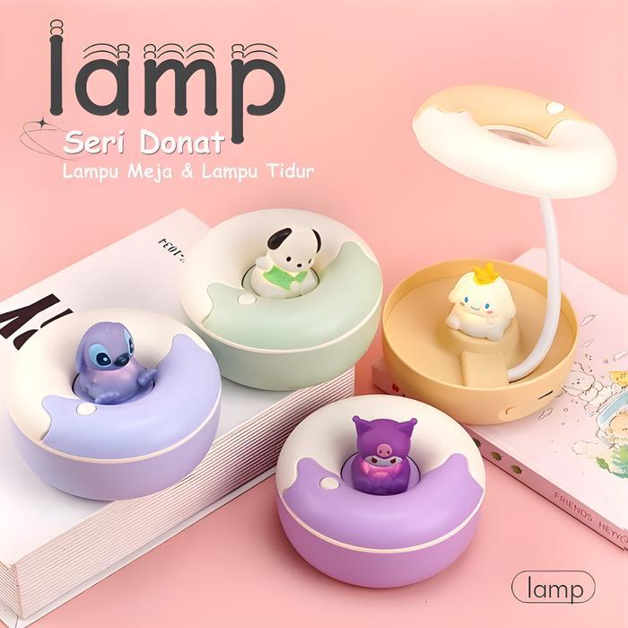 Rechargeable Sanrio Mini Lamp Lampu Meja Baca Belajar Tidur Kuromi LED Sanrio Cartoon Desk Lamp - Ku