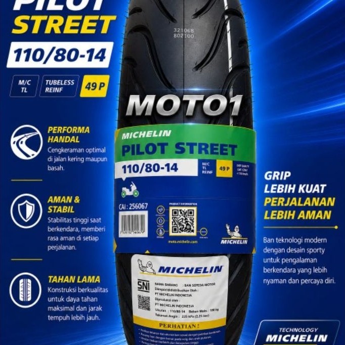 Ban MICHELIN 110/80-14 PILOT STREET - Tubeless