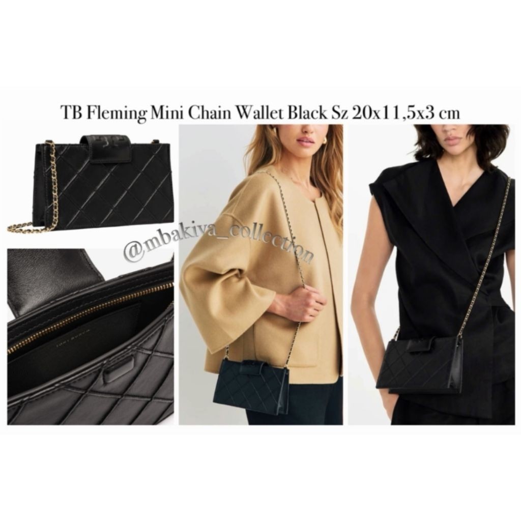 TB Fleming Mini Chain Wallet Black