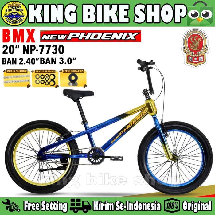 Sepeda Anak Laki BMX NEW PHOENIX NP 7730 CHROME Ban Jumbo 3.0 Ukuran 20 Inch Usia 8-12 Tahun - Yello