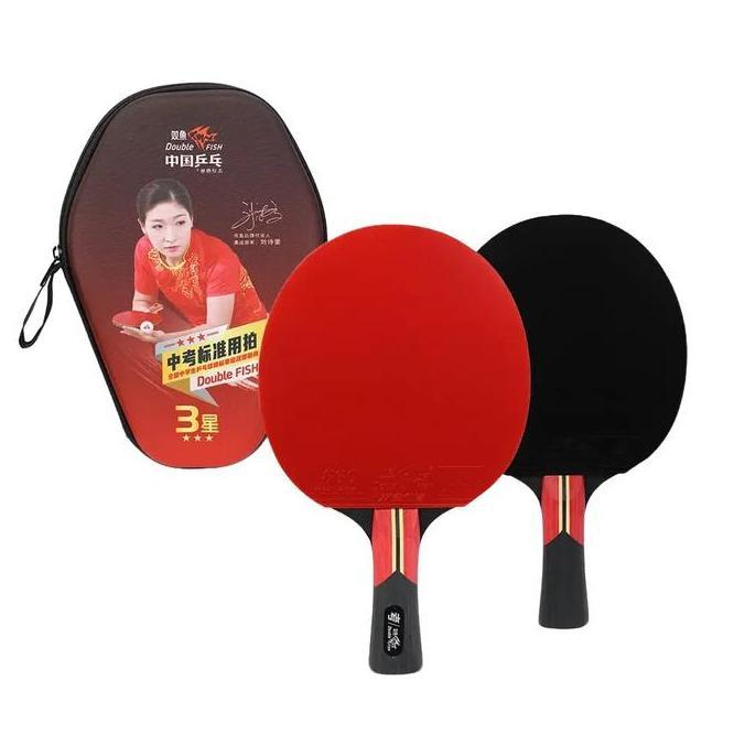 Double Fish BET DOUBLE FISH 2 STAR 3 STAR ORIGINAL FOR SPEED SPIN BONUS HARD COVER Kayu Blade 7-ply 
