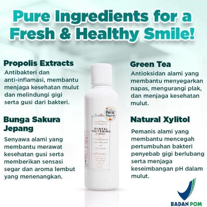 Helhow- Pieras Propolinse Dental Whitening Mouthsh 600Ml Obat Kumur Pemutih Gi