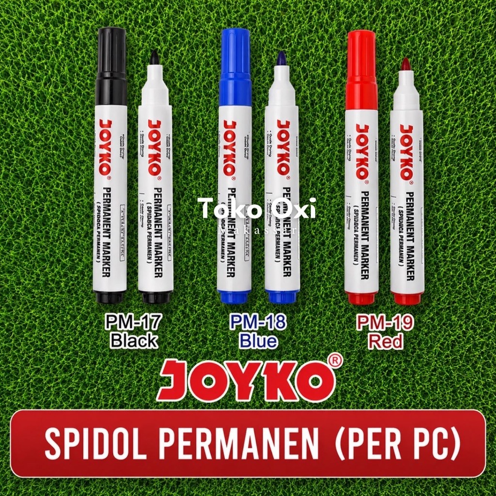 JOYKO Spidol Permanen - Marker Permanent PM 17 PM 18 PM 19 Hitam Merah Biru 1 pcs PM-17 PM-18 PM-19