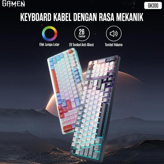 Gamen Gk300 Gk300 Keyboard Gaming Membrane Rgb Multifunction Knob Antighosting