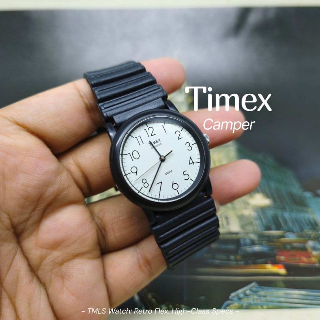 Jam Tangan Timex Camper Black Resin Vintage Original