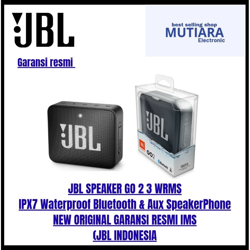 JBL GO 2 BLACK GARANSI RESMI IMS / INDONESIA