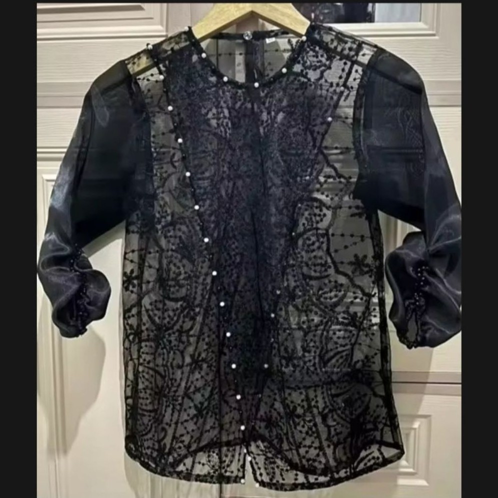 baju kondangan anak outer brokat mix organza silang anak baju lebaran terbaru