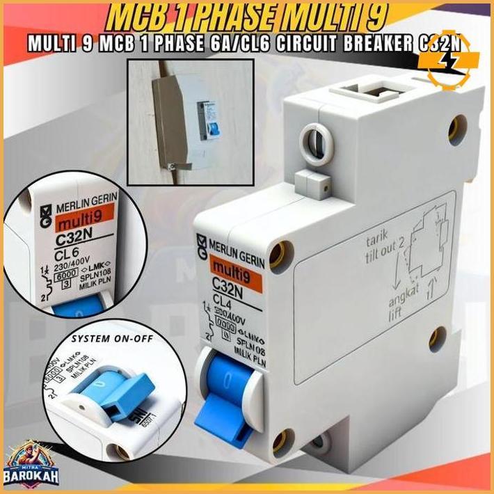 Mcb 1P 6A Merlin Gerin Multi9 Miniature Circuit Breaker 1 Phase 6 Ampere Multi9 C32N Pemutus Arus Ku