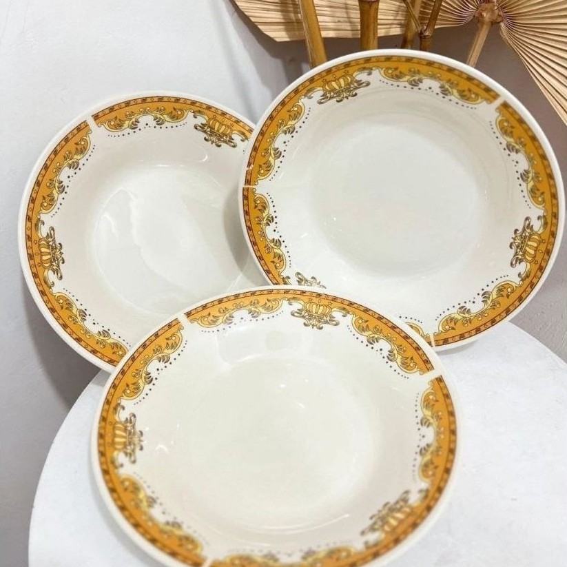 PIRING MAHKOTA 1LUSIN/12PCS DINASTY/LILIA/SUNBIRD PIRING KERAMIK MOTIF MAHKOTA
