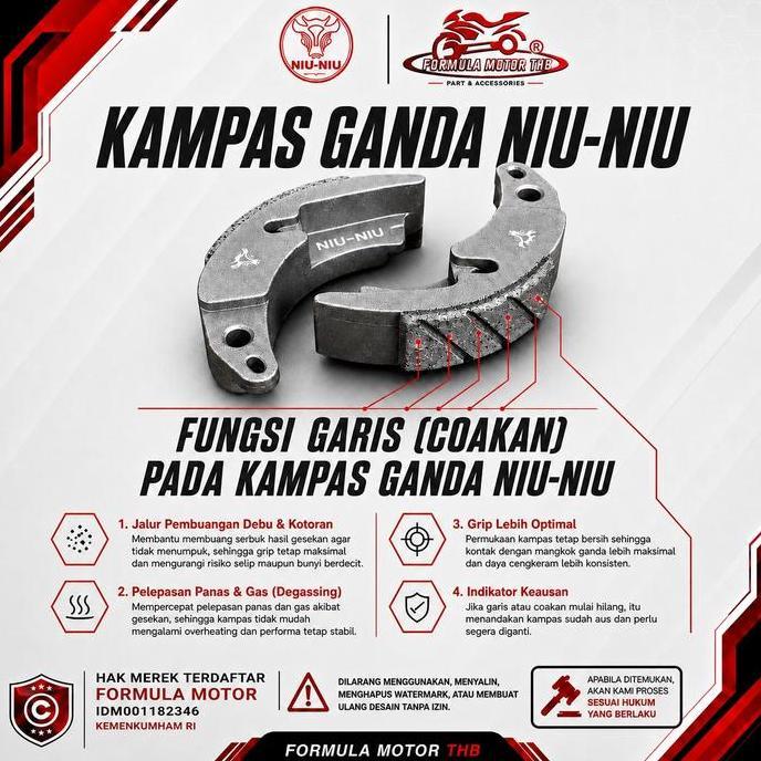 Promo NIU-NIU Kampas Ganda Untuk Motor Matic Beat Nmax Mio Genio Xmax [K44,2DP,5TL,54P,K0J,B74] Disk