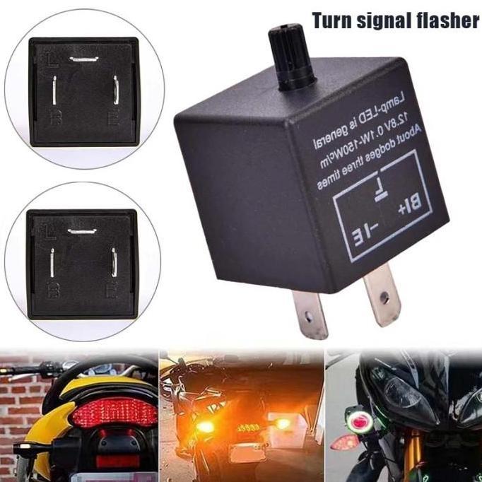 DJEESE Relay 3 Kaki Flasher Sein Led Relay 12 Volt Flasher Bullaes Relay Sen 3kaki universal Flaser 
