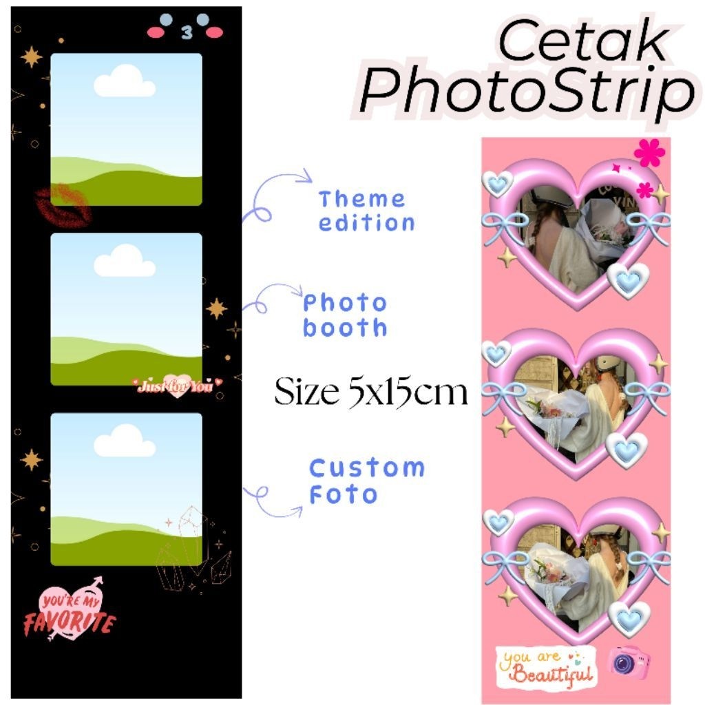 Cetak Photostrip photobooth template tema bervariasi free ring