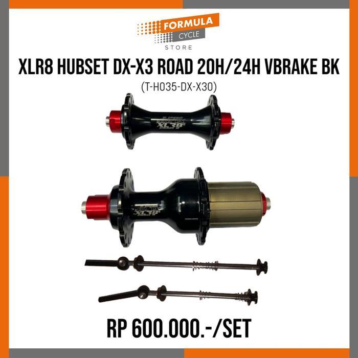 XLR8 HUBSET SEPEDA ROADBIKE 20/24 HOLE VBRAKE BEARING JANGKRIK - Titanium