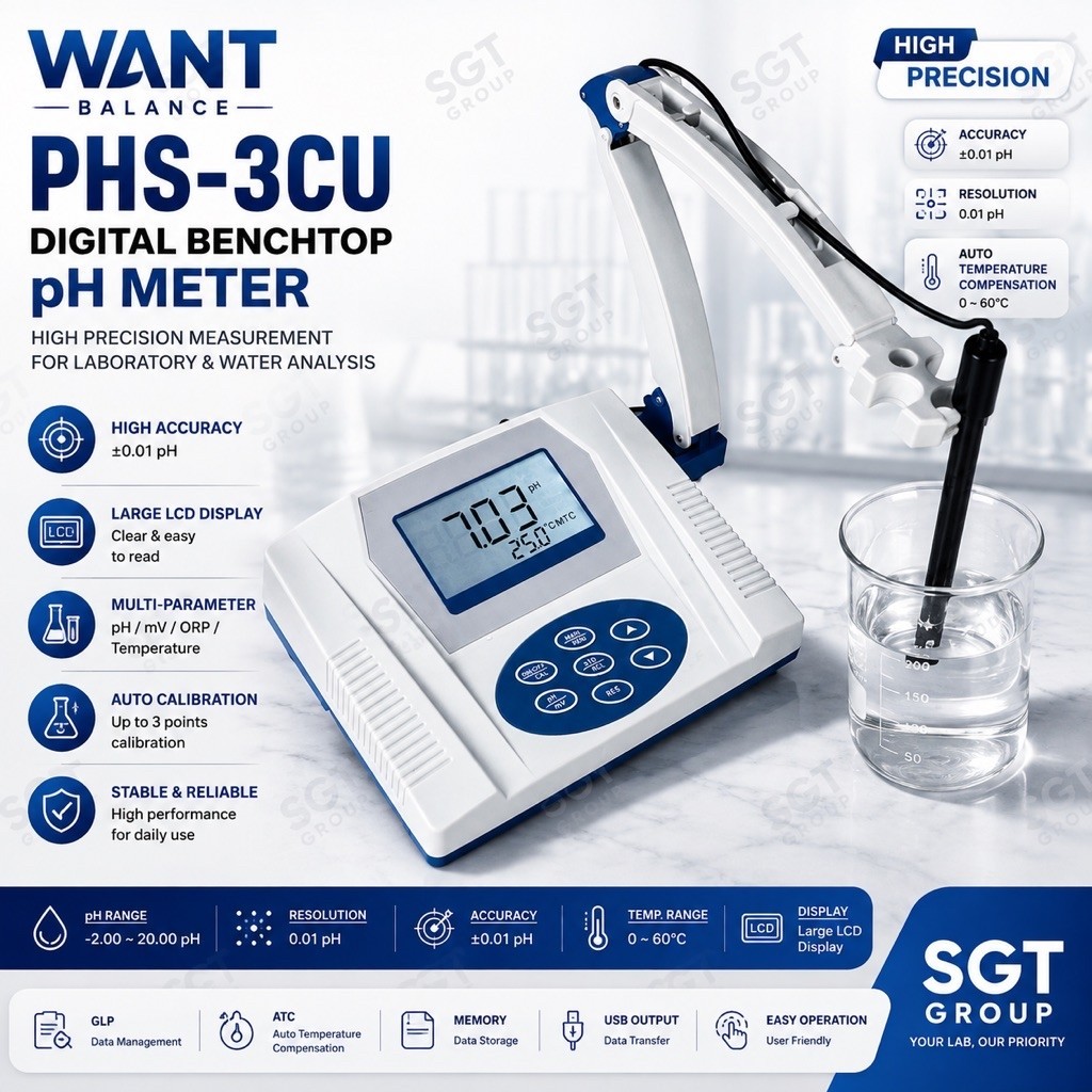 Want Balance PHS-3CU Digital Benchtop pH Meter High Precision 0.01 pH mV ORP Temperature Meter Alat 