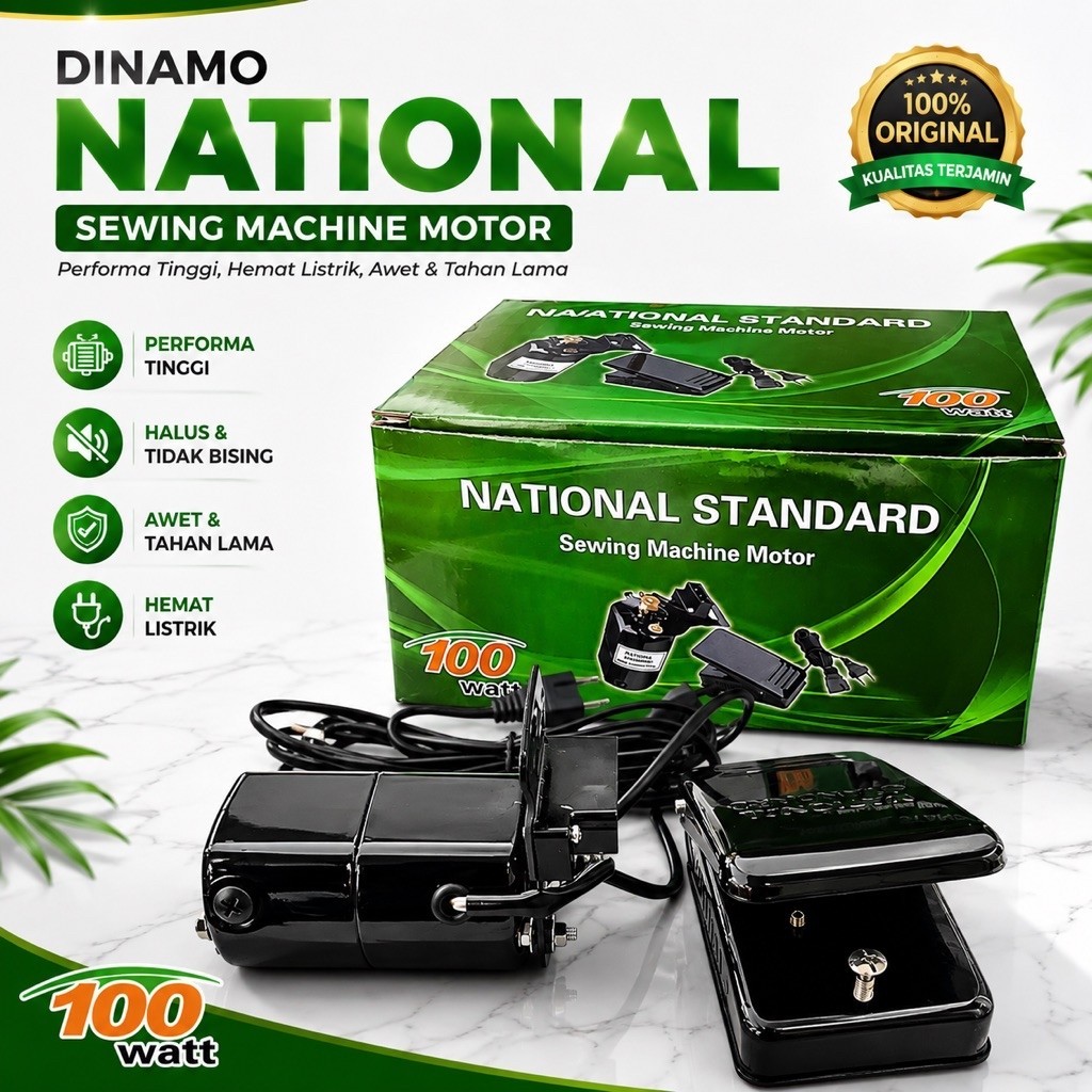 DINAMO NATIONAL Mesin Jahit Motor dengan kabel dan Aksesoris Dinamo Kecil