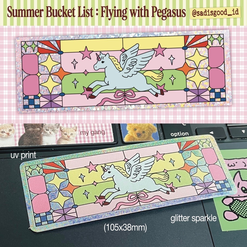 (ready) pegasus hologram glitter sparkle sticker