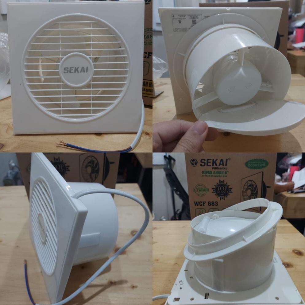 BIG PROMO SEKAI Exhaust Fan Dinding / Plafon / Kaca - Kipas Angin Hexos 6 Inch / 8 inch - WCF683 / W