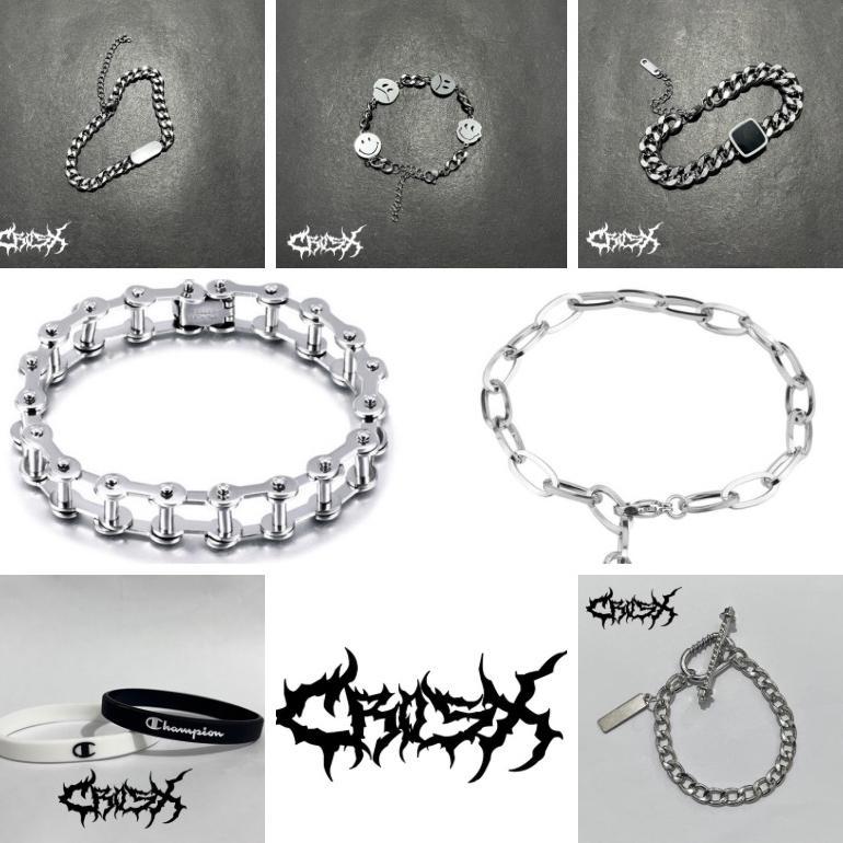PROMO DOUBLE LAYER CHAIN BRACELET / STAR CROSS SALIB BINTANG SMILE GELANG RANTAI SILVER / CHAIN BRAC