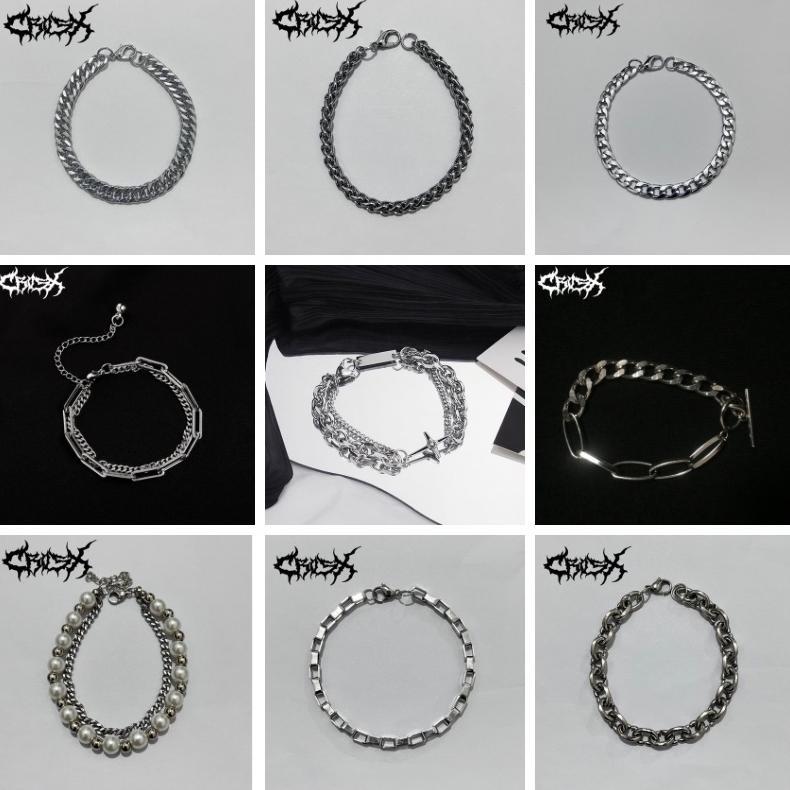 WAJIB PUNYA DOUBLE LAYER CHAIN BRACELET / STAR CROSS SALIB BINTANG SMILE GELANG RANTAI SILVER / CHAI