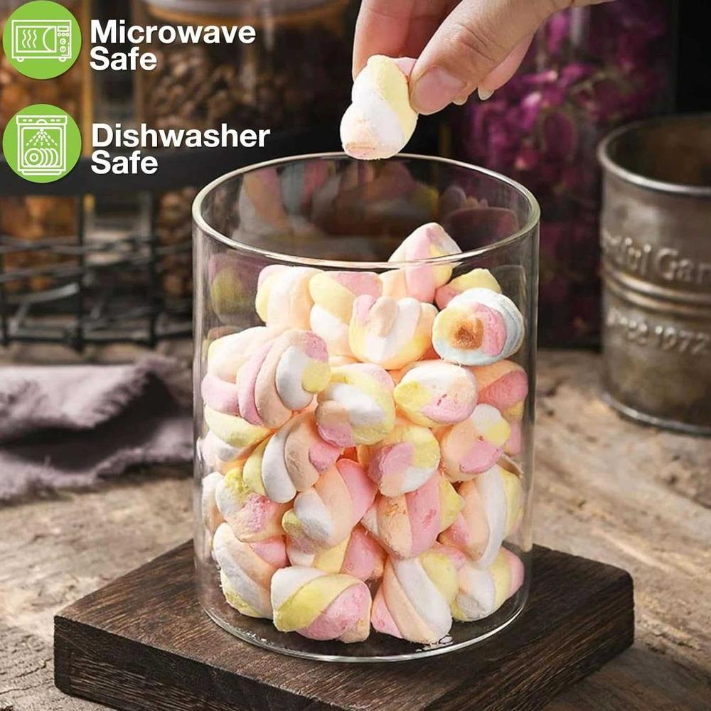 Toples Kaca Mini Tutup Bambu Kayu Minimalis Aesthetic Cantik Bentuk Lingkaran Kotak Tempat Wadah Pen