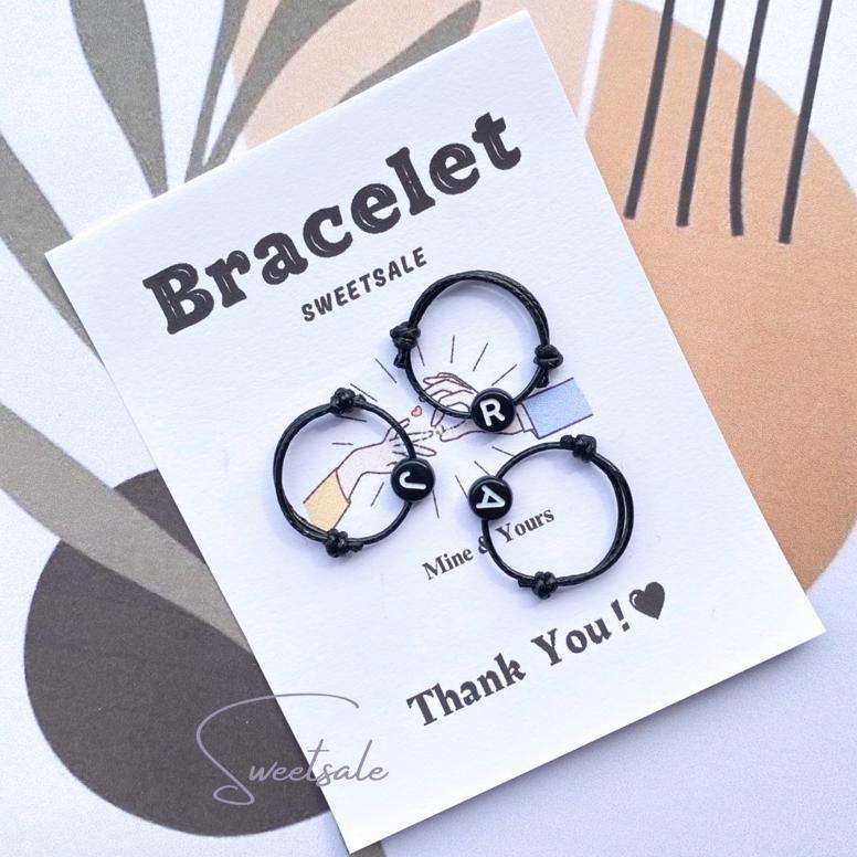 hemat cincin inisial/cincin inisial huruf bulat hitam putih