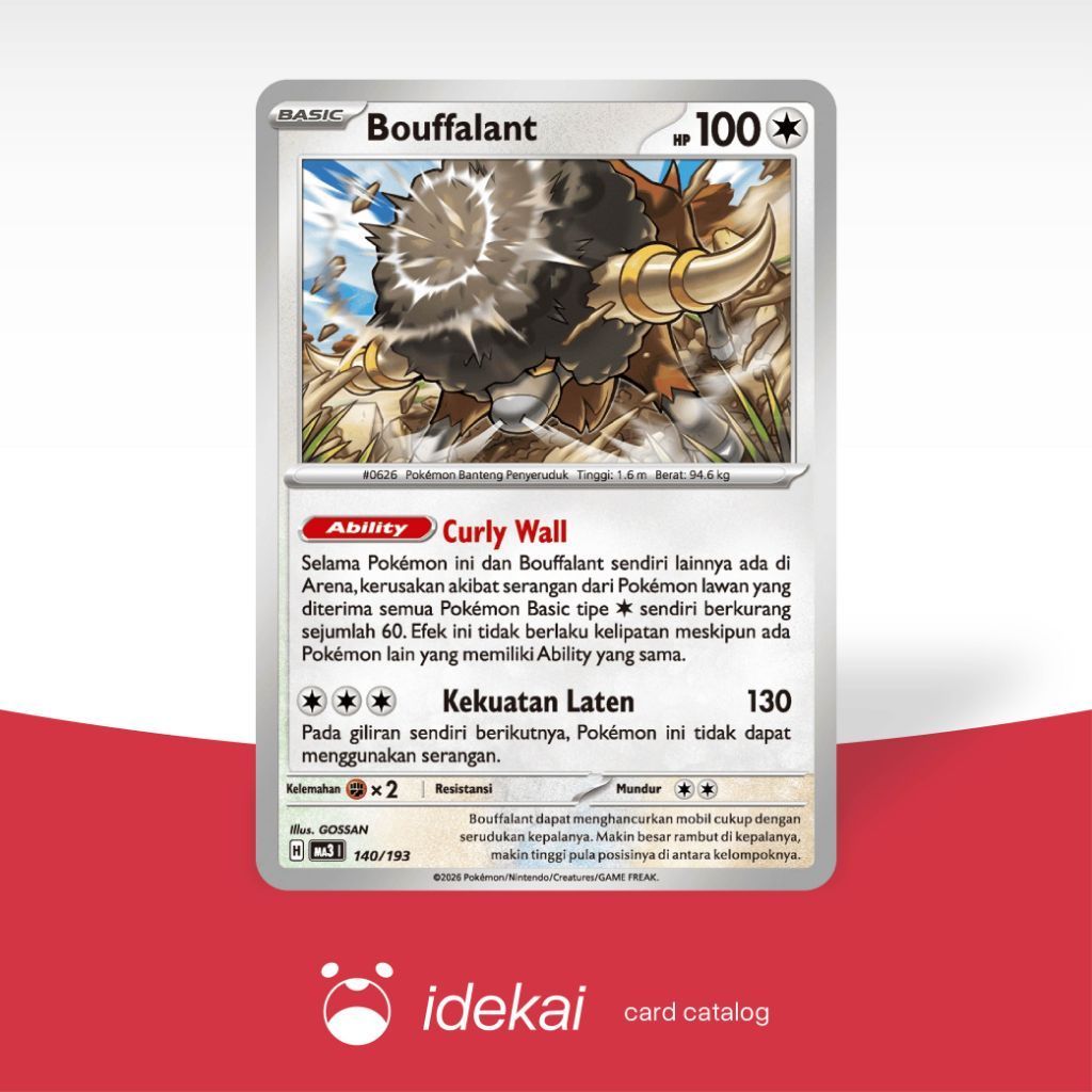 Bouffalant MA3 140/193 - Evolusi Mega Impian - Pokemon TCG Indonesia - Idekai Store