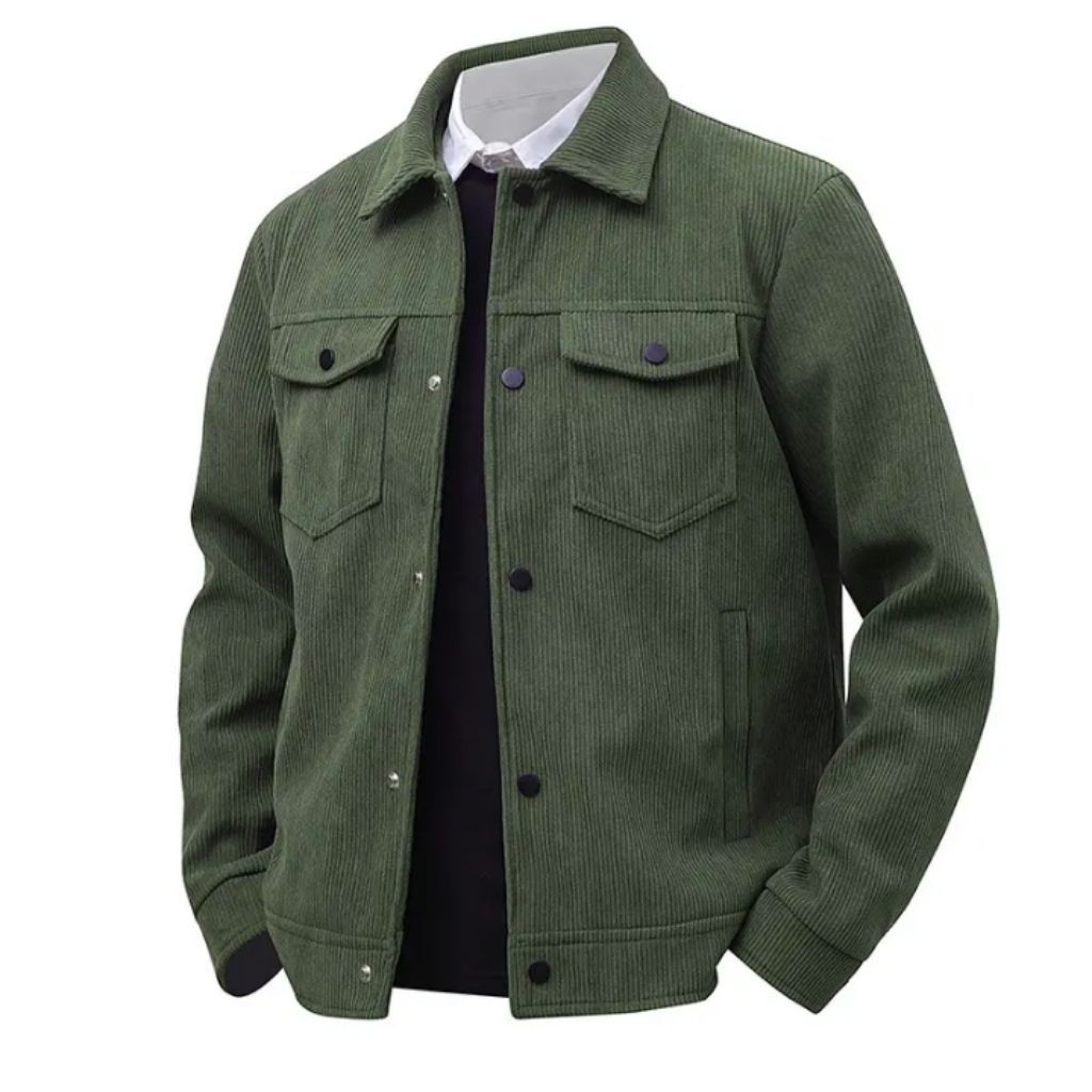 Jacket Trucker Corduroy Snap Button Pocket On kasual premium Work Jacket pria