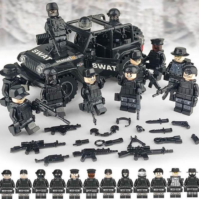 Lego Set of 12 Soldier With Jeep Army Military tentara Special