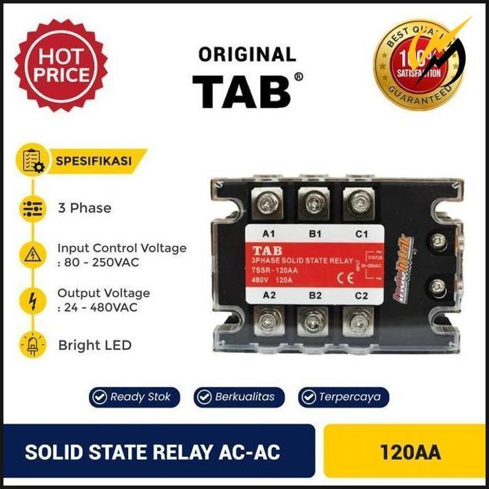Solid State Relay 3 Phase Ac-Ac 120A Tab - 3 Phase Ac-Ac 120 Ampere Ready