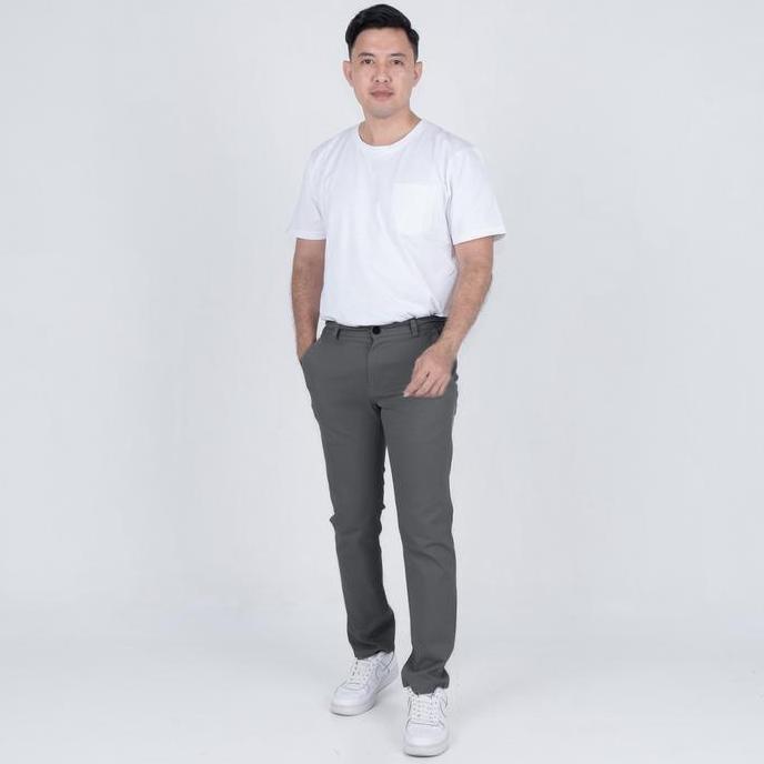 PROMO Benhill Celana Panjang Chino Pria Slim Fit Katun Stretch Basic Casual Hitam Navy Beige Dark Gr