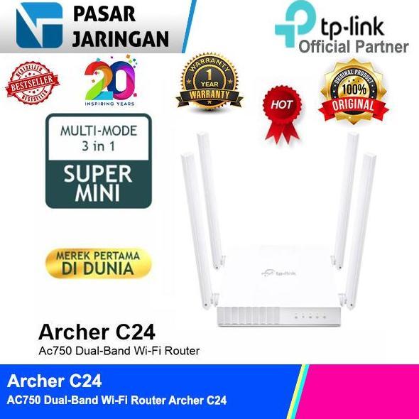 TERBARU - TP-LINK Archer C24 AC750 Dual-Band Wi-Fi Router Archer C24