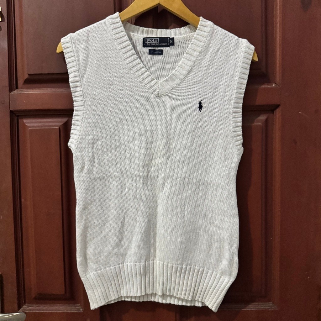 Polo Ralp Lauren Vest V-Neck White Preloved