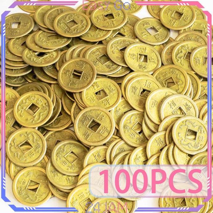 SAMBINAKA Isi 100pcs Coin Cina Logam Koin Kuno Cina 1cm Koin Cina Kuno Koin Feng Shui Uang Koin Kuno