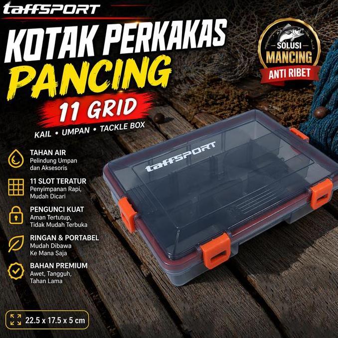 WASEUKA TaffSPORT Kotak Perkakas Kail Umpan Pancing Fishing Box 11 Slot Organizer Alat Mancing Tool 