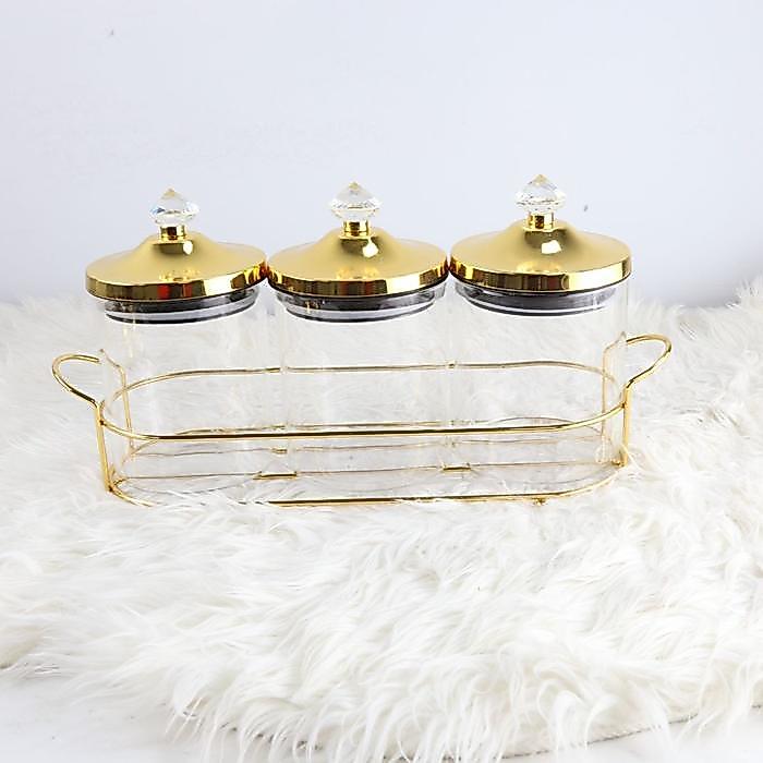 603Store || Jar Toples Kaca Kecil Love SET 3 Bahan Steel Manik PVC Kaca Diameter 8 cm Tinggi 6 cm Ku