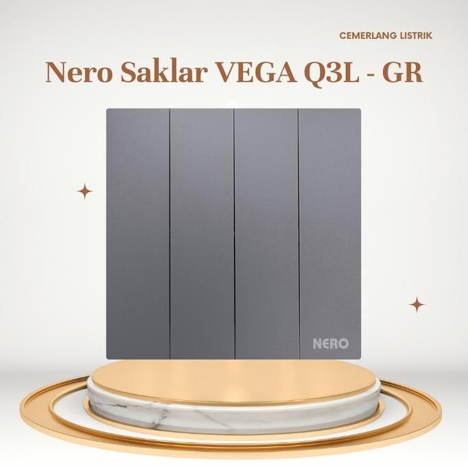 Todoar - Saklar 4 Gang Nero - Saklar 4 Tombol Nero Vega Q3L1641-Gr Grey