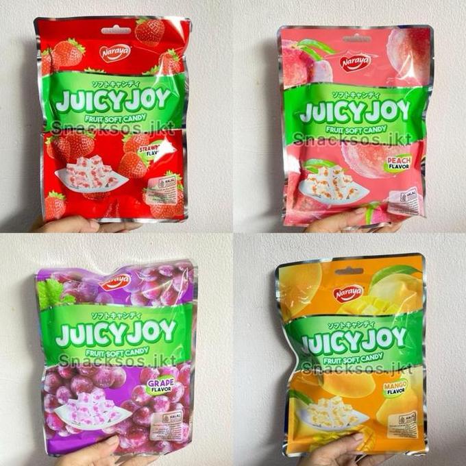 NARAYA JUICY JOY FRUIT SOFT CANDY GRAPE / STRAWBERRY/ MANGO / PEACH