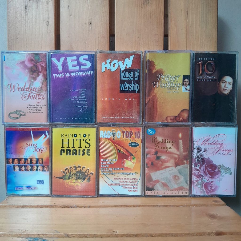 KOLEKSI 10 KASET PITA MUSIK LAGU ROHANI KRISTEN DAN LAINNYA