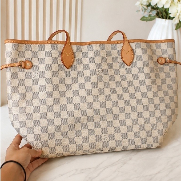 preloved LV neverfull Tote Bag GM Damier Azur Kulit