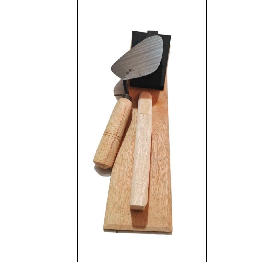 paket 3 roskam kayu 40cm,sendok oval, sepon acian