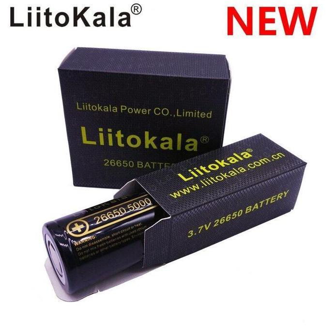 LiitoKala Lii-50A 26650 5000mAh Baterai Lithium 3.7V 5000mAh 26650 Baterai Isi Ulang 26650-50A Cocok