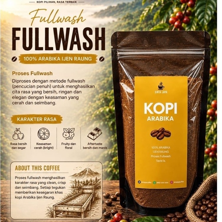 BUBUK KOPI  FULLWASH ARABIKA IJEN RAUNG / 100% ARABIKA IJEN RAUNG BONDOWOSO
