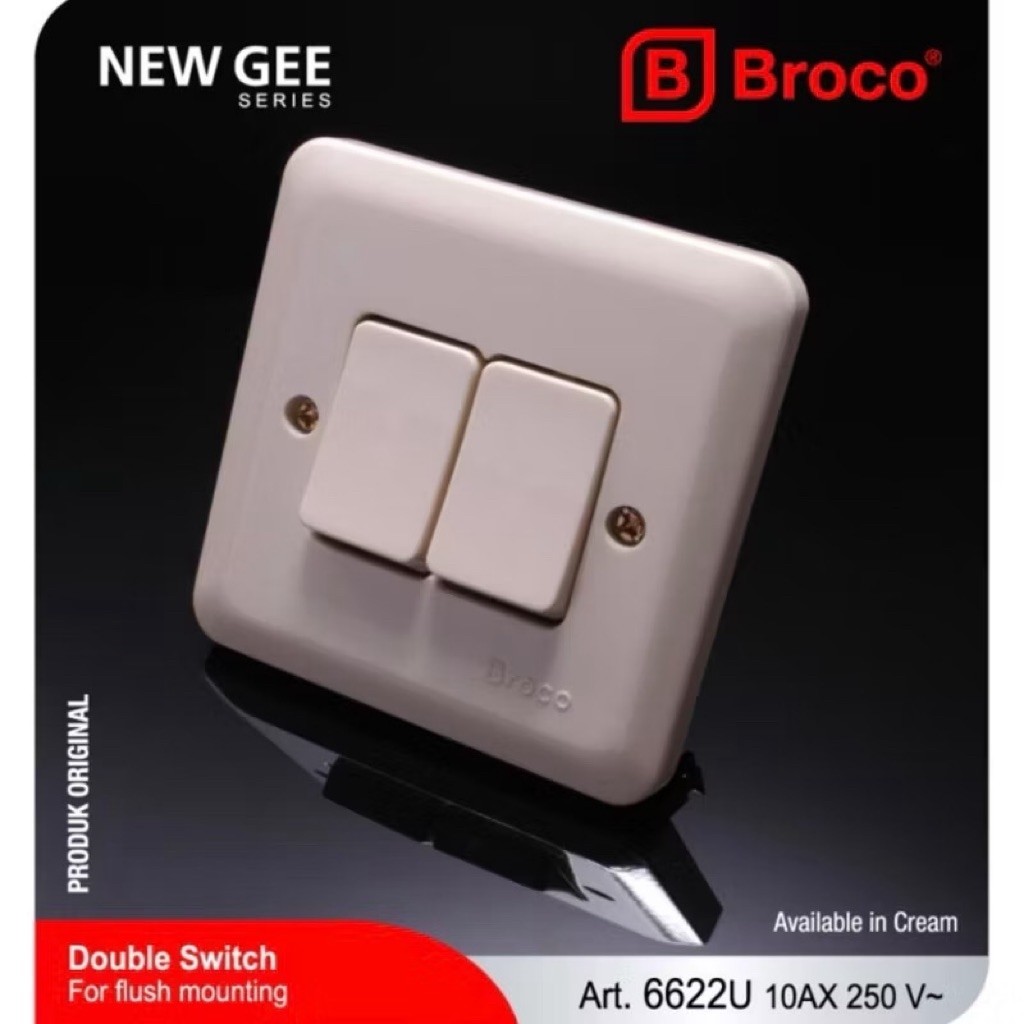 BROCO Saklar Dua Broco Saklar 2 BROCO Warna Cream Inbow Saklar Double Seri Broco