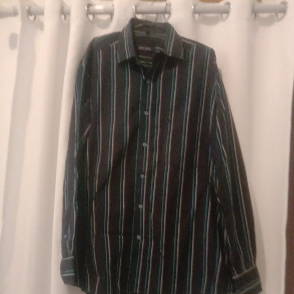 Kemeja pria Brand KING'S ROAD ,Garis Biru tua,no minus(Preloved)