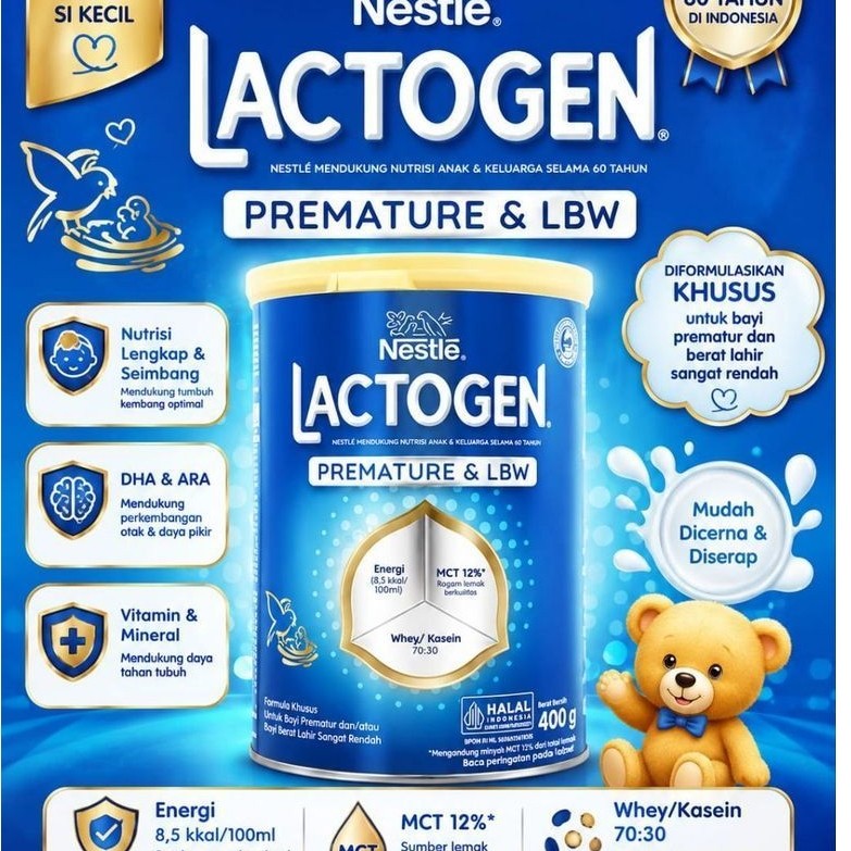 Lactogen Premature & BBLR 400g - Susu Formula Medis untuk Bayi Prematur dan BBLR